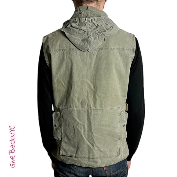 Banana Republic Archives Wilderness Vest w/ Hidden Hood in Washed Olive Green M - Picture 4 of 5
